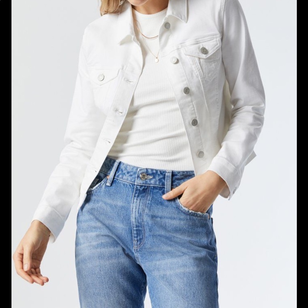 Ladies White Crop Jean Jacket